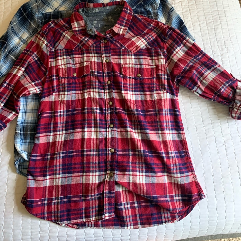 Two sz L flannels from Costco